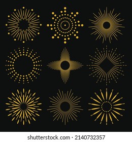linear flat design sunburst collection vector
