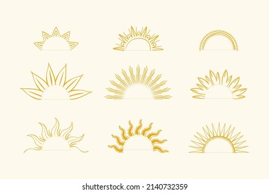 linear flat design sunburst collection vector