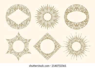 linear flat design sunburst collection vector