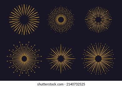 linear flat design sunburst collection vector