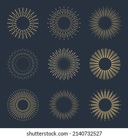 linear flat design sunburst collection vector