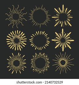 linear flat design sunburst collection vector