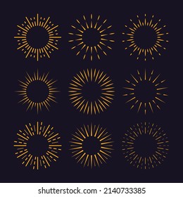 linear flat design sunburst collection vector