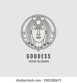 Linear flat goddess logo. - Vector.