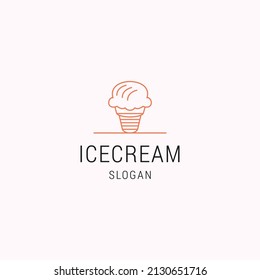 Diseño del logotipo de helados planos lineales