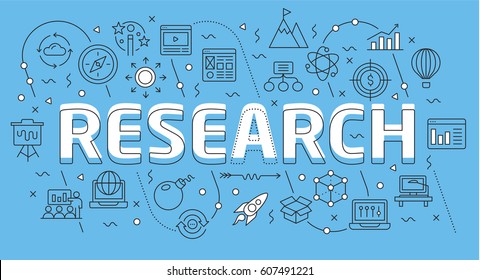 Linear flat illustration for presentations on blue background 