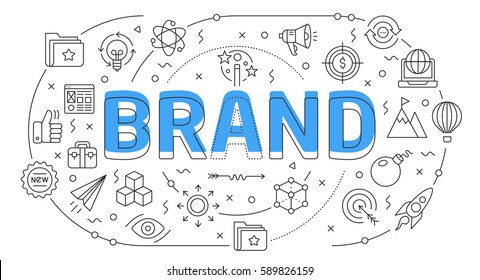 Linear flat illustration for presentations white background brand