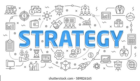Linear flat illustration for presentations white background strategy