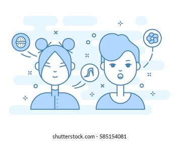 Linear Flat people faces vector illustration.