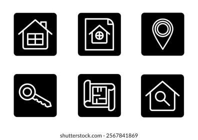 Linear flat real estate infographic template