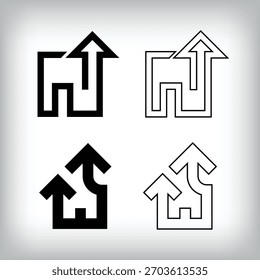 Linear and flat real estate target logo. simple home market financing logo template.