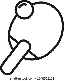 Linear flat table tennis icon with black line and white background. Vector file