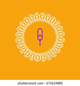 Linear floral frame and bloom of tulip logo. Vector illustration