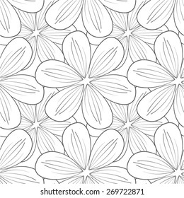 Linear floral pattern, seamless vector background.