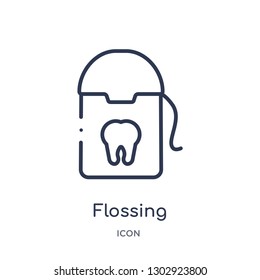Linear flossing icon from Hygiene outline collection. Thin line flossing icon isolated on white background. flossing trendy illustration