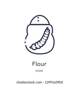 Linear flour icon from Kitchen outline collection. Thin line flour icon isolated on white background. flour trendy illustration