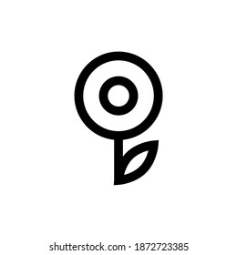 Linear flower icon. Garden icon. Vector illustration