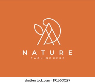 Linear flower logotype
trend style, Linear flower initial letter A