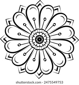 Flor lineal. Dibujo de línea simple. Doodle adorno contorno dibujado a mano ilustración