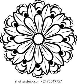 Linear Flower. Simple line art. Doodle ornament outline hand drawn illustration