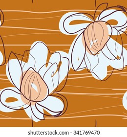 Linear flower vector pattern
