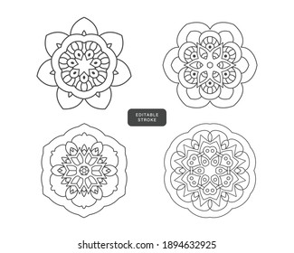 Linear flowers logo set. Cute Collection of Ethnic patterns. Geometric and aztec decor elements.