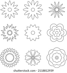 Linear Flowers Vector Set Decorative Floral Stock Vector (Royalty Free ...