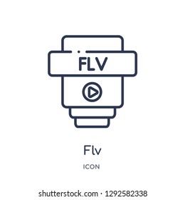 Linear flv icon from File type outline collection. Thin line flv icon vector isolated on white background. flv trendy illustration