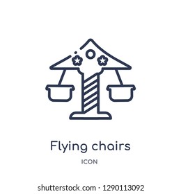 Linear flying chairs icon from Circus outline collection. Thin line flying chairs vector isolated on white background. flying chairs trendy illustration