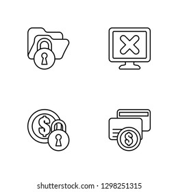 Linear Folder, Fishing, Computer, Ransomware Vector Illustration Of 4 outline Icons. Editable Pack Of Folder, Fishing, Computer, Ransomware