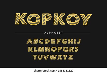 Linear font design, trendy alphabet letters and numbers vector illustration