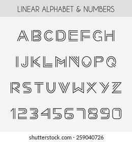 Linear Font. Minimalistic Alphabet With Thin Lines.