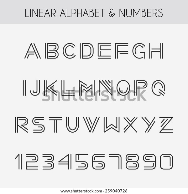 Linear Font Minimalistic Alphabet Thin Lines Stock Vector (Royalty Free ...