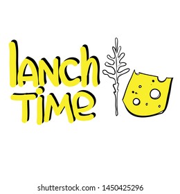 Linear food drawings, lettering, advertising for a pizza restaurant, vector image