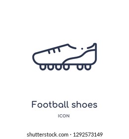 Linear football shoes icon from Football outline collection. Thin line football shoes icon vector isolated on white background. football shoes trendy illustration