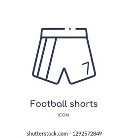 Linear football shorts icon from Football outline collection. Thin line football shorts icon vector isolated on white background. football shorts trendy illustration