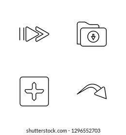 Linear Forward, Add, Download, o Vector Illustration Of 4 outline Icons. Editable Pack Of Forward, Add, Download,