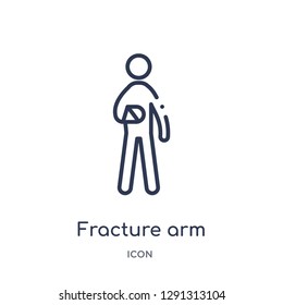 Linear fracture arm icon from Behavior outline collection. Thin line fracture arm vector isolated on white background. 