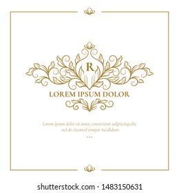 Linear frame with decorative vector ornament. Elegant, classic elements. Can be used for jewelry, beauty and fashion industry. Great for logo, emblem, background or any desired idea.