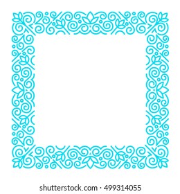  Linear frames, design template. Decorative background for greeting card in ornamental style