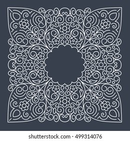  Linear frames, design template. Decorative background for greeting card in ornamental style