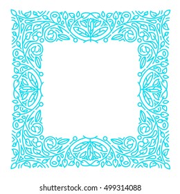  Linear frames, design template. Decorative background for greeting card in ornamental style