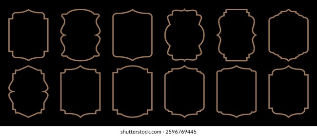 Linear frames and gold borders collection. ornate labels, decorative vintage frame and retro badge. Decorative vintage frames and borders floral ornament. 