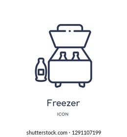 Linear freezer icon from Camping outline collection. Thin line freezer vector isolated on white background. freezer trendy illustration