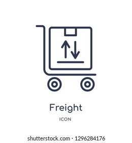 Linear freight icon from Delivery and logistic outline collection. Thin line freight icon vector isolated on white background. freight trendy illustration
