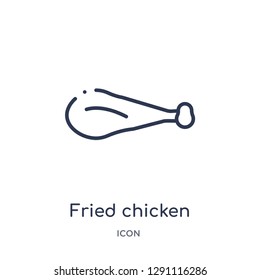 Linear fried chicken thighs icon from Bistro and restaurant outline collection. Thin line fried chicken thighs vector isolated on white background. fried chicken thighs trendy illustration
