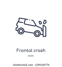 Linear frontal crash icon from Insurance outline collection. Thin line frontal crash icon isolated on white background. frontal crash trendy illustration