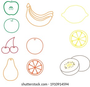 Linear fruit vector icons for graphic design