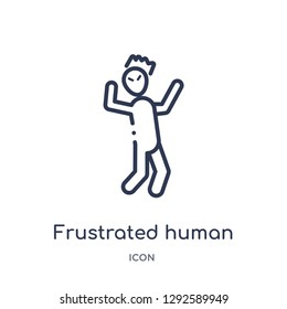Linear frustrated human icon from Feelings outline collection. Thin line frustrated human icon vector isolated on white background. frustrated human trendy illustration