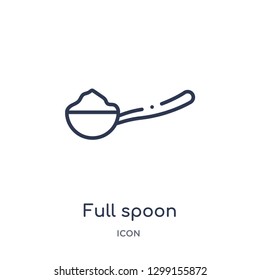 Linear full spoon icon from Measurement outline collection. Thin line full spoon icon isolated on white background. full spoon trendy illustration